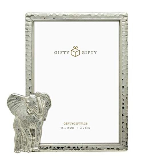 Modern Silver Thin Boarder Elephant Photo Frame / 4×6 In | For Vertical 4″X6″