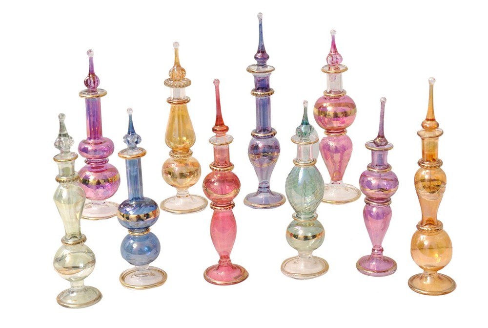 Egyptian perfume bottles, Perfume making kit, Decorative Set of 10, Multi