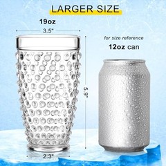 Yomarkrt 19OZ Highball Plastic Drinking Glasses – Set of 6 Clear Water