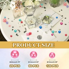 200 Pcs Pearl Bead for Vase Filler, 20/14/10mm Floating Beads(Dark Pink)