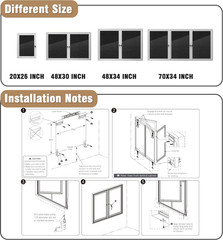 48″X34″ Enclosed Bulletin Board, Outdoor Lockable Weather-Resistant Aluminum Cor