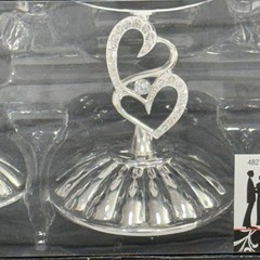 Wedding Silver His & Hers Unity Candle Set Hearts & Rhinestone Bling Set 3 New