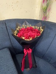 Handmade Red Satin Ribbon Rose Bouquet – Eternal Luxury Gift for Her-Widding