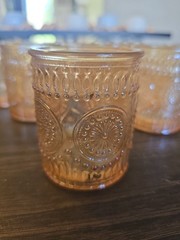 9 Piece Amber Gold Glass Primrose Votive Candle Holders 2.5”H x 2.5”W