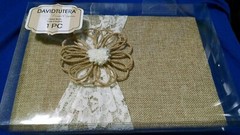 NIP David Tutera Burlap and Lace Guest Book Wedding Supplies Rustic Primitive 9″