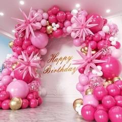 Hot Balloons Garland Arch Kit 180pcs with Star – 22 18 12 10 5in Different Pink