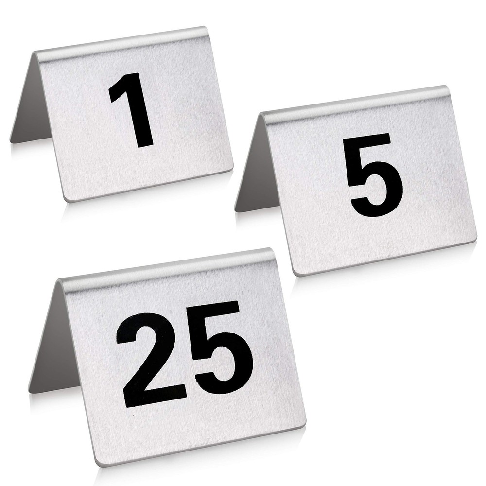 New Star Foodservice 27617 Stainless Steel Tent Style Table Number Card, 1-25…