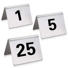 New Star Foodservice 27617 Stainless Steel Tent Style Table Number Card, 1-25…