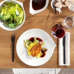 & Flow Dinner Plate 11 X 10.5 In Premium Porcelain White