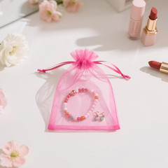 25PCS Rose Red Organza Bags 5×7 inches – Sheer Mesh Jewelry Pouches, Organza Gif