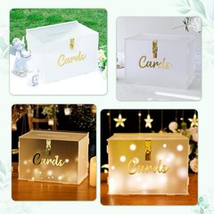 Frosted Acrylic Wedding Card Box Lock Large Gift Reception Slot String Light