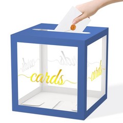 8.7 Inch Navy Blue Clear Gold Card Box Wedding Reception Money Holder Birthday