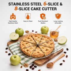 2-Pack Stainless Steel Pie & Cake Slicer Set, 10-Inch 6-Slice & 8-Slice Cutter w