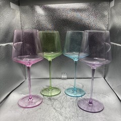 Physkoa Colored Wine Glasses Set 4 16OZ Colorful Wine Glass With Tall Long St…