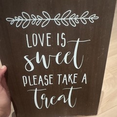 Rustic Wood Table Decor Brown White Modern Wedding Sign