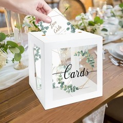 1 Pack Wedding White Card Box, Transparent Gift Card Box for Wedding Decorati…