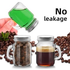 2 Pcs clear 4 oz Mini Mason Jar Mugs Mason Jar Mugs with Handles and Lids