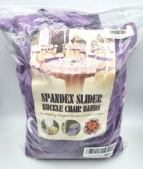 50 Spandex Slider Buckle Chair Bands Covers Silver Bling Wedding Party Purple