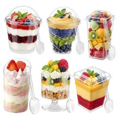 435 PCS Dessert Cups Set with Lids and Spoons, 5oz 3oz Mini Clear Plastic