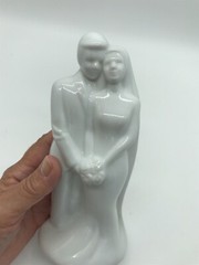 Vtg House Of Lloyd White Porcelain Ceramic Bride & Groom Figurine Cake Topper 8”