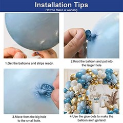 Dusty Blue Balloons Garland Kit, Fog Blue Royal Blue Pastel Blue Sand Blue Gold