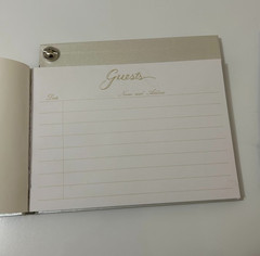 Wedding Guest Book Register Pearl White Silver Pen Set