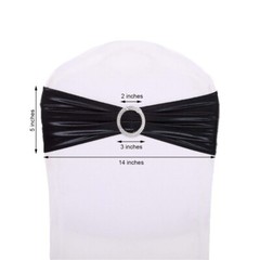 10 Black Metallic Spandex Chair Sashes with Silver Buckles Wedding Decorations