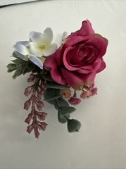 Campsis Wedding Boutonniere Pink Rose Flower – Boutonniere Only – Free Ship