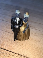 Vintage African American Bride Groom Wilton 50th Golden Cake Topper
