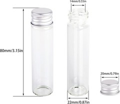 MaxMau 24 Glass Small Bottles 20ml Mini Jars with Screwed Metal Lids Clear