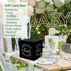 1 Pack Black and Silver Foil Card Box for Party, 8.7″ Black Gift Card Box Mon…