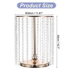 Metal Cake Stand with Crystal Pendants for Wedding Birthday Gold 12 x 15Inch