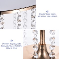 Metal Cake Stand with Crystal Pendants for Wedding Birthday Gold 12 x 15Inch