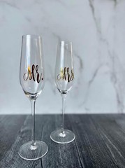 Crystal Wedding Champagne Flutes with Gift Box/Mr. & Mrs. Clear