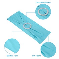 50Pcs 14″x5″ Stretch Chair Sashes Bows Chair Bands Sash with Buckle, Blue