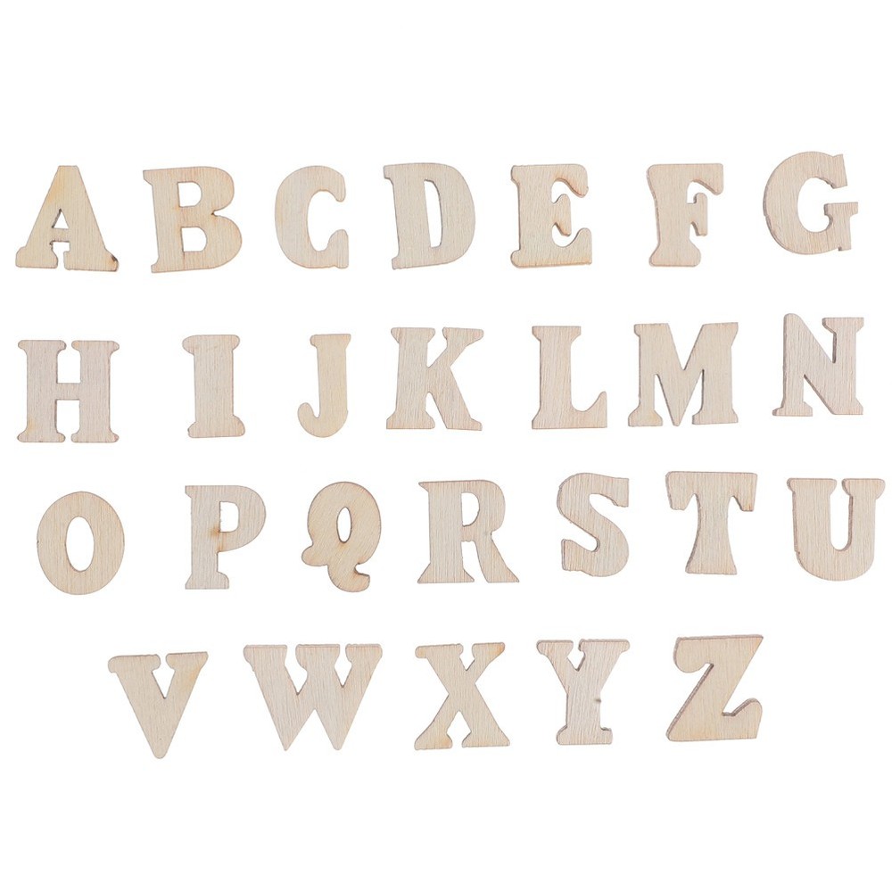 100Pcs Durable Wooden Slice Crafts Beige Wood Letters for Christmas DIY Projects