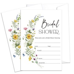 Mueddur Bridal Shower Invitations With Envelopes, Wildflowers Wedding…