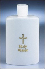 Large 8oz Frosted White Gold Cross Catholic Christian Holy Water Bottle white