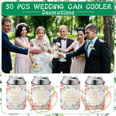 50 Pieces Flower Wedding Can Cooler Bulk Engagement Favors for Guests Cheers to