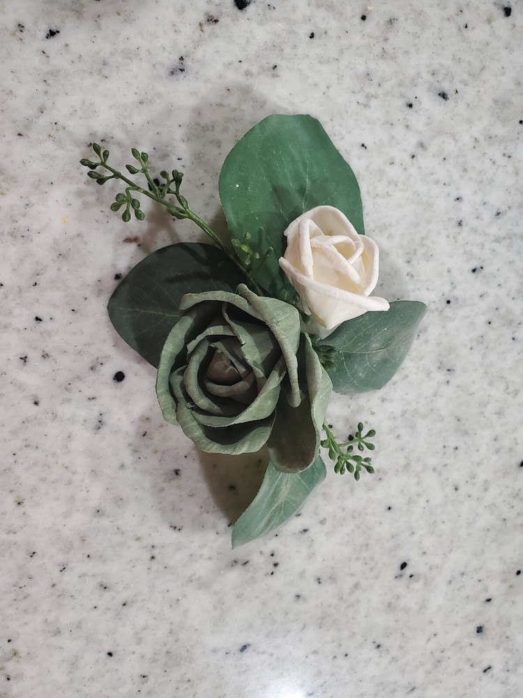 Sage Green Rose Wedding Cake Flower Eucalyptus White Reusable Sola Wood Topper