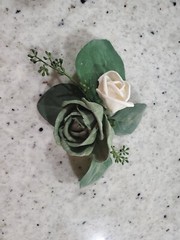 Sage Green Rose Wedding Cake Flower Eucalyptus White Reusable Sola Wood Topper