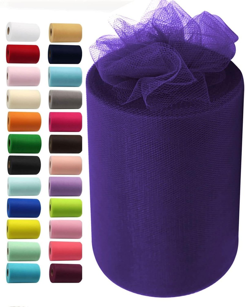 Purple Tulle Fabric Rolls 6 Inch by 100 Yards (300 feet) Fabric Spool Tulle
