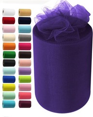 Purple Tulle Fabric Rolls 6 Inch by 100 Yards (300 feet) Fabric Spool Tulle