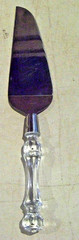 Vintage Fostoria Stainless Steel Cake Server w Clear Lead Crystal Glass Handle