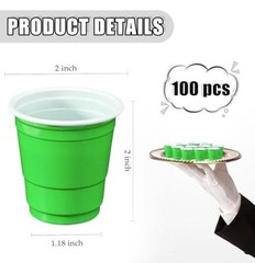 100 Pack 2 oz Green Plastic Shot Cups Disposable Shot Glasses green shot cups