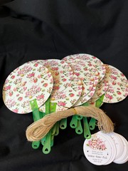 Thirty-Piece Bridal Shower Thank You Pack – Floral Round Fans, Cups, Tags & Acce