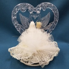 VTG Precious Moments Wedding Cake Topper Porcelain Bride + Groom EUC!