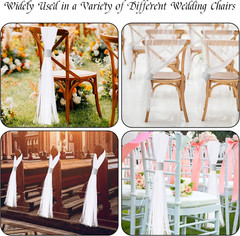 26 Sets Large White Pew Bows Tulle Wedding Aisle Chair Decorations, Extended Chu