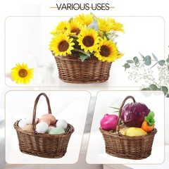 Small Wicker Basket with Handle Flower Girl Baskets Oval Willow Woven Braided…