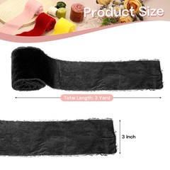 1 Roll Velvet Ribbon 3 Inch x 3 Yard Silk Frayed Ribbon Black
